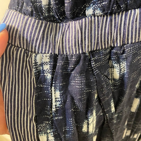 Velvet by Graham blue patterned romper with drawstring waist. - Picture 3 of 3